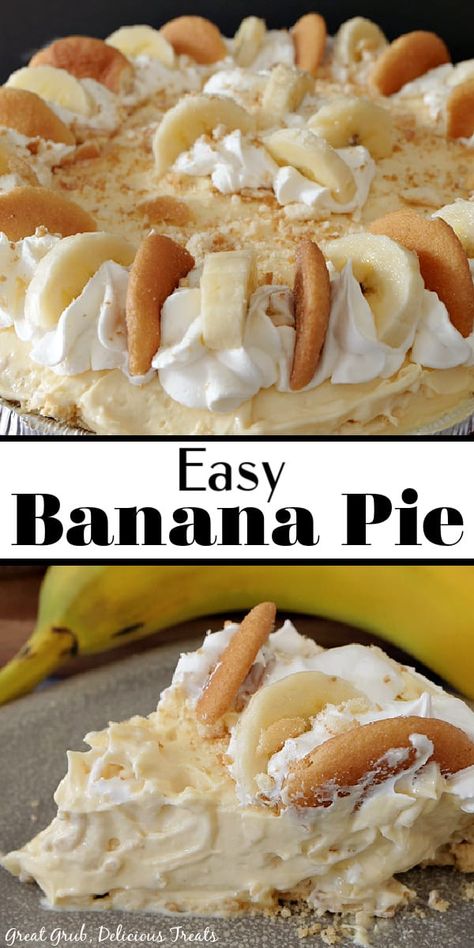 Easy Banana Pie, Banana Cream Pie Recipe With Pudding, Banana Pie Recipe, Banana Creme Pie, Pudding Pie Recipes, Easy Banana Cream Pie, Banana Pudding Pies, Instant Banana Pudding, Banana Pudding Desserts