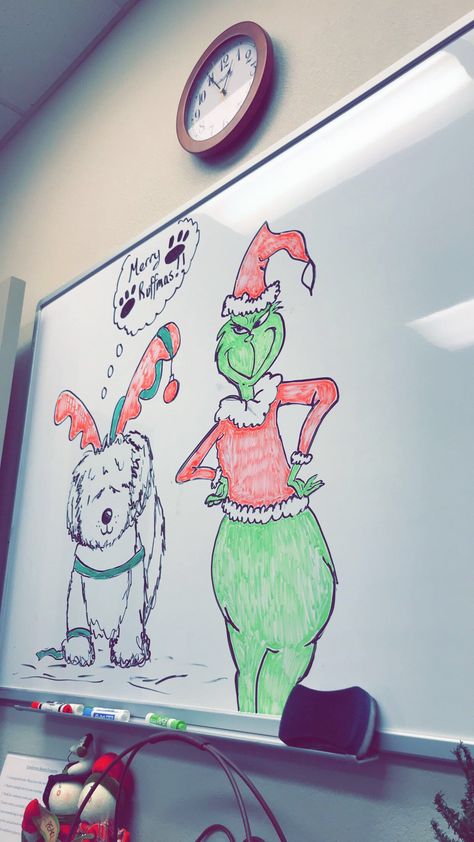 Xmas White Board Ideas, Christmas Drawing On Whiteboard, December White Board Art, White Board Marker Art, Christmas Dry Erase Board Ideas, Winter White Board Ideas, Christmas White Board Drawing, Expo Marker Art, New Years White Board Ideas