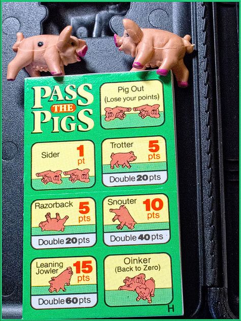 Pass The Pigs is a game we enjoyed playing!  Snouter  :) Pig Dice Game, Pig Trotters, Halloween Pumpkin Carving Stencils, Family Challenge, Pig Games, Fun Card Games, Funny Pigs, Driving Games, Jeff Bridges