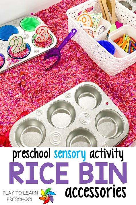 Sensory activities are important for early childhood development. It engages all of a child’s senses, builds language, dramatic play, math, science, and social skills. Rice is extremely versatile. It can be colored, easily swept up, and is typically not an allergen.  Rice is also very affordable. These center ideas will also work with sand, water beads, dried beans, pea gravel, or any other small sensory filler. Sensory Bins With Water Beads, Pre K Birthday Activities, Sand Water Table Ideas, Sensory Bins Water Beads, Sensory Play With Beans, Sensory Rice Activities, Preschool Sand Table Ideas, Sand And Water Table Ideas Sensory Play, Sand And Water Activities For Preschool