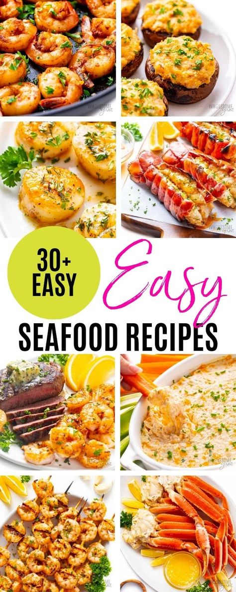 Easy Seafood Recipes Seafood Dinner For Two, Seafood Main Dishes, Lobster And Crab Recipes, Seafood Dinner Menu Ideas, Fish And Seafood Recipes, Simple Seafood Recipes, Easy Seafood Dinner, Healthy Seafood Dinners, Seafood Dinner Party