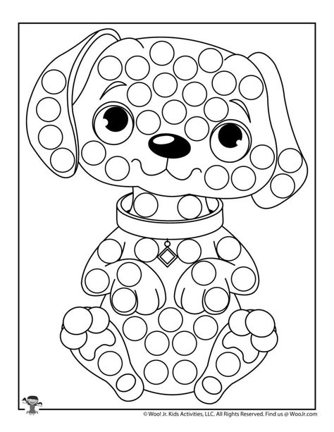 Behavior Sticker Chart, Dot Coloring Pages, Dot Marker Printables, D Is For Dog, Dot Marker Activities, Toddler Themes, Pets Preschool Theme, Puppy Coloring Pages, Art Activities For Toddlers