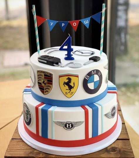 Bmw Cakes For Boys, 8th Birthday Cakes For Boys, Car Themed Cake, Car Cakes For Boys, Bmw Cake, Ferrari Cake, Cars Cake Design, Construction Birthday Cake, Cars Theme Cake