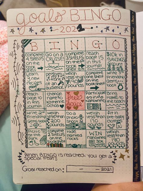 I really missed the opportunity to write GOALS instead of BINGO 🤷🏼‍♀️ finally made my bingo goals chart for this year! Here’s to making this year better than 2020 🥂 Bingo Board Ideas, Bujo Bingo Ideas, Goals Bujo Page, Journal Group Ideas, 2024 Goals Ideas, Bujo Yearly Goals, Yearly Journal Ideas, Yearly Tracker Ideas, Yearly Bullet Journal Ideas