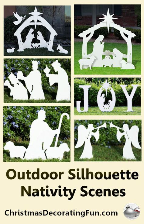 Outdoor Christmas Decorations Nativity, Silhouette Nativity Scene, Outdoor Silhouette, Outdoor Nativity Sets, Nativity Scene Diy, Nativity Scene Display, Outdoor Nativity Scene, Nativity Silhouette, Outdoor Nativity