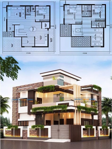 2bhk House Plan, House Plans Mansion, Small House Front Design, Two Story House, Best Modern House Design, Classic House Design, Building House Plans Designs, House Design Pictures, Architectural Design House Plans