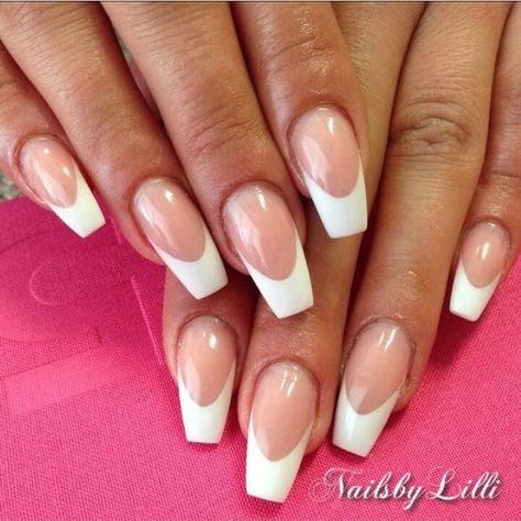 Coffin french tip Coffin French, White Tips, French Tip Nail Designs, French Tip Acrylic Nails, Her Nails, French Acrylic Nails, Coffin Shape Nails, Ballerina Nails, Acrylic Nails Coffin Short