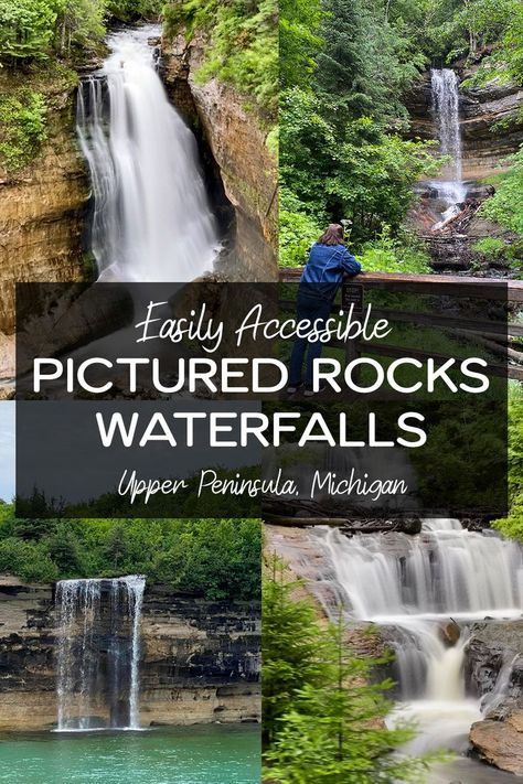 You definitely don’t have to be a seasoned hiker to experience the beautiful sights at Michigan's Pictured Rocks National Lakeshore. Visiting these seven Upper Peninsula waterfalls will leave you breathless, but not out of breath. Pictured Rocks Michigan Hiking, Picture Rocks Michigan Upper Peninsula, Upper Michigan Waterfalls, Michigans Upper Peninsula, Pictures Rocks National Lakeshore, Michigan Upper Peninsula Travel, Picture Rocks Michigan, Hike Pictures, Pictured Rocks Michigan