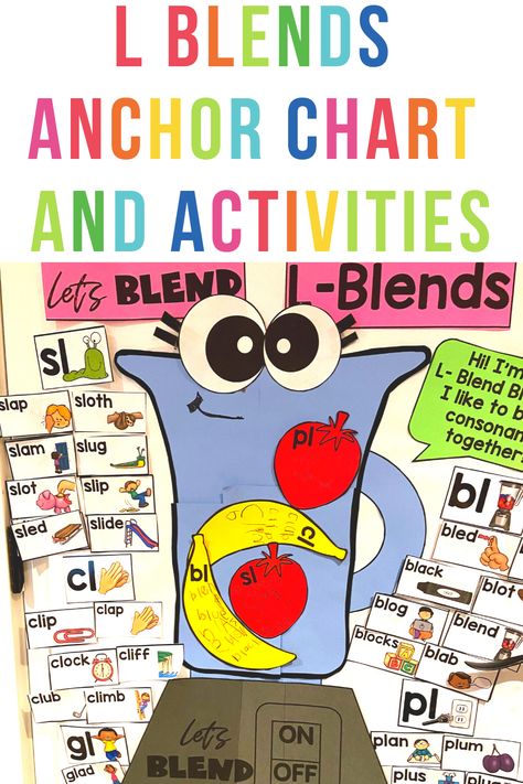 Adorable L blend practice with this interactive anchor chart and craft when teaching about L- Blends. L Blends Anchor Chart, Consonant Blends Anchor Chart, Blends Anchor Chart, Anchor Charts First Grade, Interactive Anchor Charts, Ela Anchor Charts, Chart School, Kindergarten Anchor Charts, Blends Activities