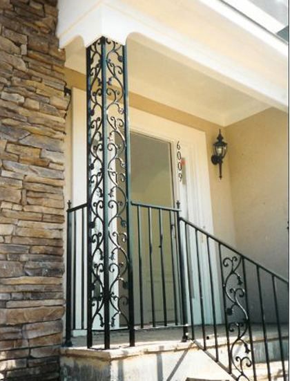 ornamental-iron-columns-from-watson-steel-and-iron Metal Columns Front Porch, Front Porch Support Columns, Exterior Porch Columns, Metal Porch Columns, Wrought Iron Porch Columns, Wrought Iron Porch Railings, Pergola Plans Roofs, Iron Pergola, Metal Porch