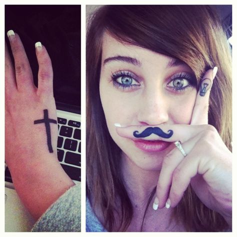 Mustache tattoo Girls With Mustaches, Mustache Tattoo On Finger, Women With Mustaches, Finger Image, Mustache Tattoo, Tattoo On Finger, Krishna Tattoo, Tattoo For Boyfriend, Knuckle Tattoos