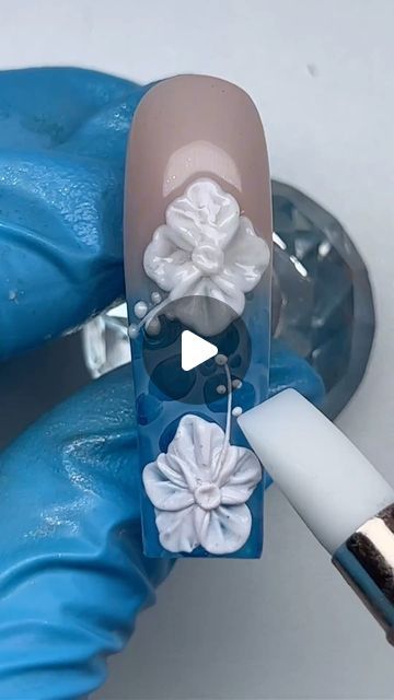 Gabrianna Barraza | Nail Artist on Instagram: "Yes or No?🌺🤍  Using @kiaraskynails 😍  Discount code: GABRIANNANAILS10  Products: ✨Flex Gel  ✨Silicone Tool  #nailart #viralnails #trendynails nail art tutorial 3D flower nails easy nail art beginner nail art hibiscus flower summer nails water nails" Hibiscus Gel Nails, Hand Painted Flower Nails, 3d Hibiscus Flower Nails, Flower Nails Easy, Flower Summer Nails, Beginner Nail Art, 3d Flower Nail Art, Nails Water, Water Nails