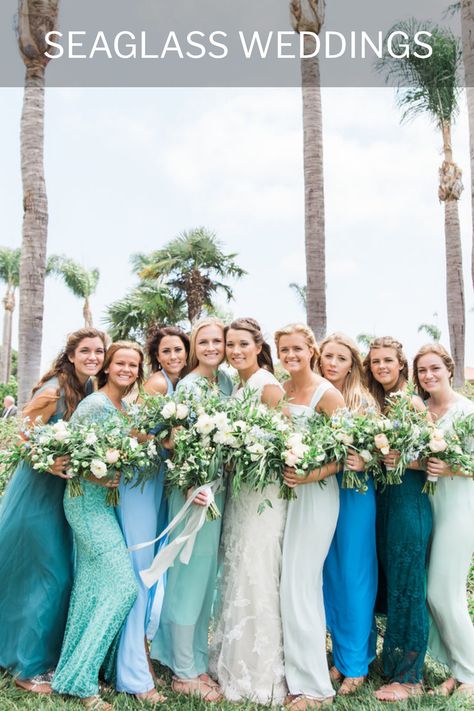 💙🌊 SEAGLASS WEDDING THEME 🌊💙  A Coastal-Inspired Wedding Dream!... Envision a wedding day that captures the tranquil beauty of the ocean and the soft, frosted hues of sea glass! A Sea Glass-themed celebration might be your perfect match! This elegant and soothing colour palette will infuse your special day with a sense of calm and coastal charm, creating a truly magical atmosphere for you and your guests! 🐬✨ Seaglass Themed Wedding, Sea Glass Wedding Colors, Seaglass Wedding Colors, Seaglass Wedding, Blue Wedding Colour Theme, Sea Glass Wedding, Glass Wedding, Blue Themed Wedding, Wedding Colors Blue