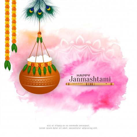 Happy janmashtami indian festival elegan... | Free Vector #Freepik #freevector #flower Janmashtami Greetings, Janmashtami Celebration, Krishna Flute, Happy Janmashtami, Celebration Background, Festival Background, Krishna Janmashtami, Greeting Card Template, Festival Celebration