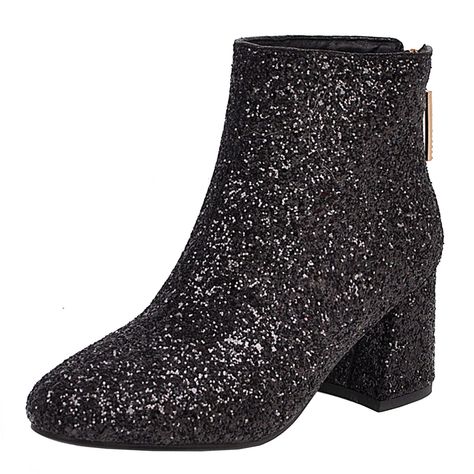 PRICES MAY VARY. GLITTER BOOTS: Chunky heel measures approximately 2.75inches/7cm. Shaft Height: 4.33inches/11cm. Circumference Length: 9.84inches/25cm. Lengthen your legs and make your body look more upright and slender. BLING BLING BOOTIES: Wide calf fits your calves perfectly and roomy. Back zipper for easy wear on/off and snug your feet in every step. STYLISH SPARKLY BOOTIES: Super sparkly with any outfits on wedding, party, cosplay, work, date, holiday, cencert, ccocktail, nightclub, homeco Gothic Shoes, Sequin Boots, Glitter Boots, Chunky Heel Ankle Boots, Boots Chunky, Wedding Bridal Party, Bridal Party Dresses, Ankle Bootie, Heeled Ankle Boots