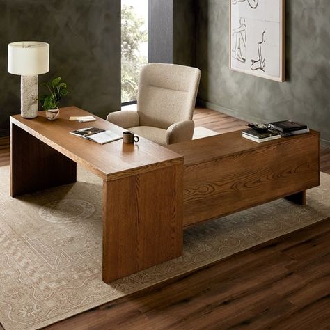 Modular Desk, L Shape Desk, Wood Cover, L Shaped Desk, Media Console, Four Hands, Oak Veneer, Fresh Design, Oak Finish