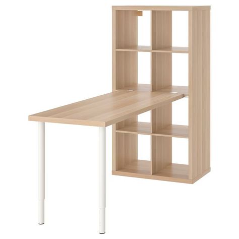 KALLAX / LAGKAPTEN desk combination, white/white stained oak effect, 77x159x147 cm - IKEA Spain Lagkapten Ikea, Lagkapten Desk, Kallax Table, Kallax Lagkapten, Kallax Linnmon, Ikea Kallax Desk, Kallax Desk, Linnmon Desk, Etagere Kallax Ikea