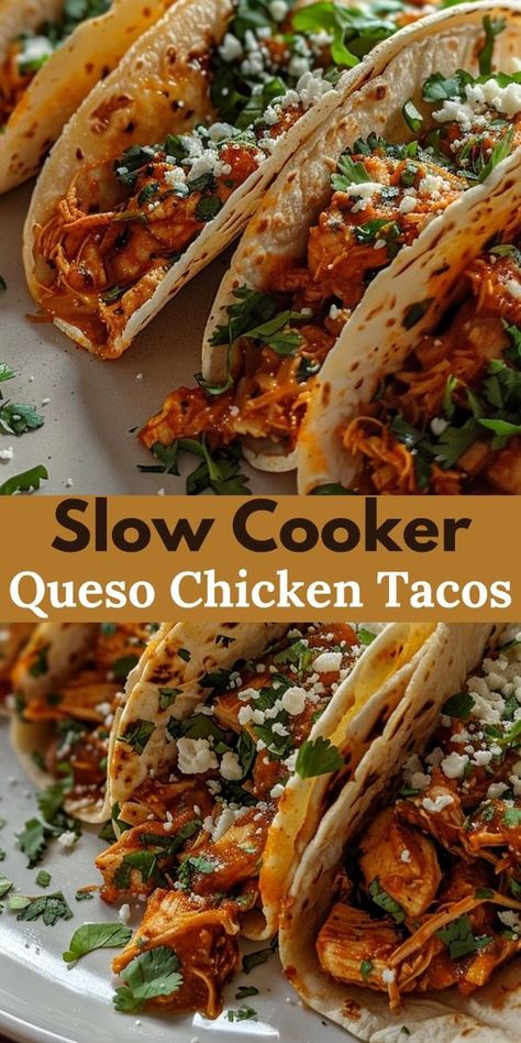 These tacos are a game-changer! Imagine tender, juicy chicken bathed in creamy queso, all wrapped up in a warm tortilla.

And with minimal prep time plus the convenience of a slow cooker, you can enjoy a hearty and satisfying summer crockpot meal with ease. Southern Dinner Recipes For Family, Tri Tip Tacos Slow Cooker, Chicken Taco Crockpot Recipes, Slow Cooker Chicken Sandwich Recipes, Summer Taco Recipes, Crockpot Chicken For Tacos, Slow Cooker Recipes Mexican, Southern Crockpot Recipes, Summer Crockpot Chicken