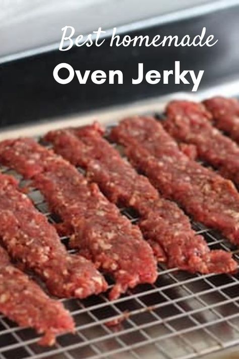 Hamburger Jerky Recipe Oven, Ground Pork Jerky Recipes, Beef Jerky With Ground Beef, Deer Burger Jerky Recipe, Ground Beef Jerky Recipes Ovens, Hamburger Beef Jerky Recipes, Home Made Jerky, Beef Jerky Oven Recipe, Ground Meat Jerky Recipes