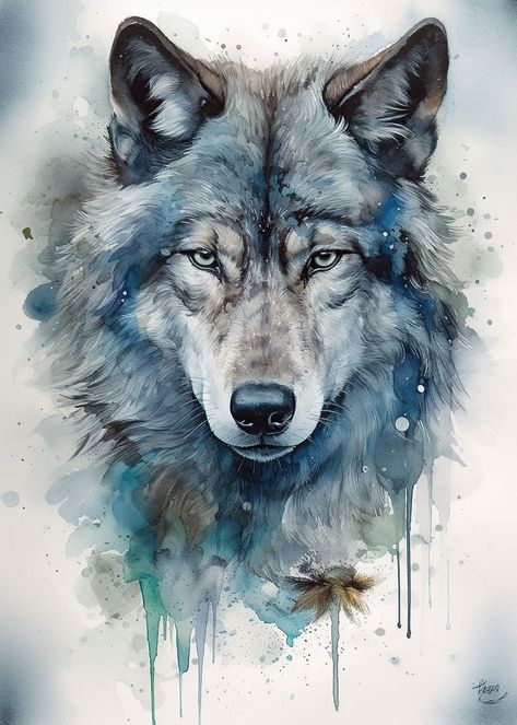 Wolf Spirit Animal Art, Wolf Illustration Art, Wolf Paintings, Wolf Watercolor, Abstract Wolf, Watercolor Wolf, Native American Wolf, Wolf Poster, Acrylic Painting Inspiration