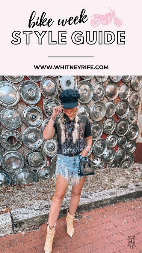 Bike Night Outfit, Motorcycle Rally Outfit, Summer Biker Outfit, Bike Week Outfits Daytona, Women’s Motorcycle Riding Outfit, Womens Motorcycle Outfit Biker Chic, Biker Cowgirl Outfit, Biker Bar Outfit, Classy Biker Chick Outfit