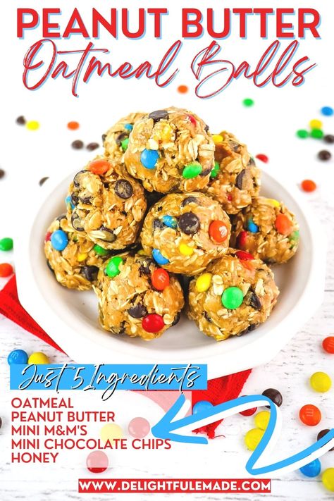 Peanut Butter Oatmeal Balls - Healthy EASY Oatmeal Energy Balls Oatmeal Energy Balls Recipe, Oatmeal Energy Balls, Peanut Butter Oatmeal Balls, Homemade Snacks Recipes, Oatmeal Balls, Peanut Butter Energy Balls, Energy Balls Healthy, Healthy Homemade Snacks, Energy Ball Recipe