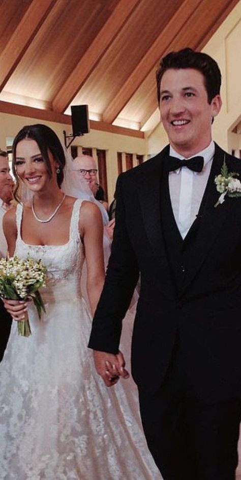 Keleigh Teller Wedding Dress, Miles Teller Wedding, Tank Top Wedding Dress, Keleigh Teller, Keleigh Sperry, Celebrity Wedding Photos, Celebrity Wedding Dresses, Miles Teller, Hollywood Couples