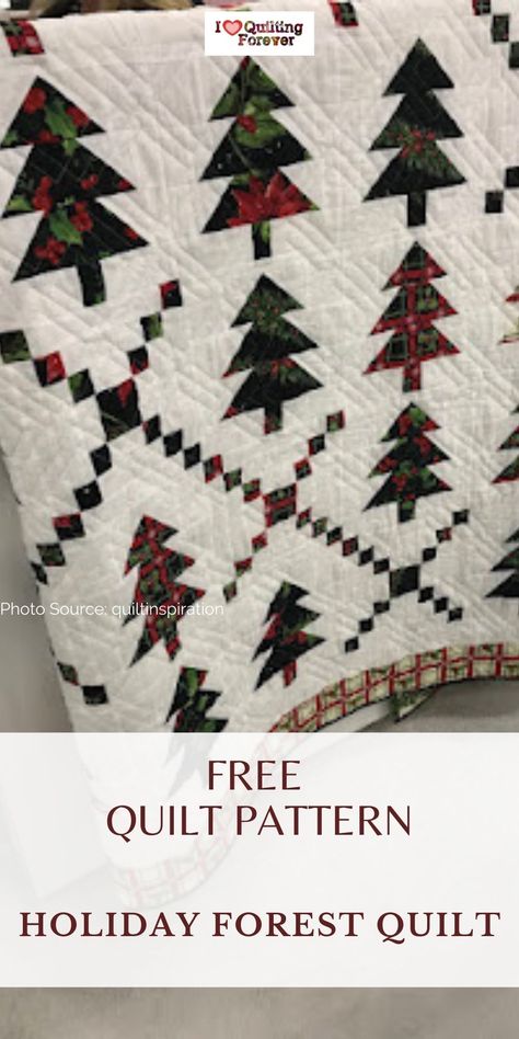 Get your Free Holiday Forest Quilt Tutorial here. 400+ Free Quilt Patterns for Beginner & Expert. All Quilters can get inspired! Regal Pines Quilt Pattern, 6 Inch Tree Quilt Block Pattern, Christmas Presents Quilt Pattern, Christmas Tree Log Cabin Quilt, Into The Woods Quilt Pattern, Christmas Tree Quilt Block Free Pattern, Pine Tree Quilt Block Pattern, Free Christmas Tree Pattern, Forest Quilt Pattern