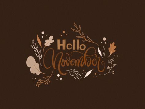 November Illustration Fall, Cursive Branding, Typography Gif, Typography Cursive, Fall Typography, November Design, Cursive Text, Modern Branding Design, Hand Lettering Logo