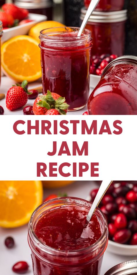 Start a sweet holiday tradition with this Christmas Jam for Canning recipe. It's a festive and easy way to add homemade charm to your celebrations! Homemade Christmas Recipes, Jelly Christmas Gifts, Easy Jams To Make, Canned Christmas Jam, Canning Ring Christmas Tree, Chutney Canning Recipes, Thanksgiving Jam Recipes, Cranberry Apple Jam Recipe, Homestead Canning Recipes