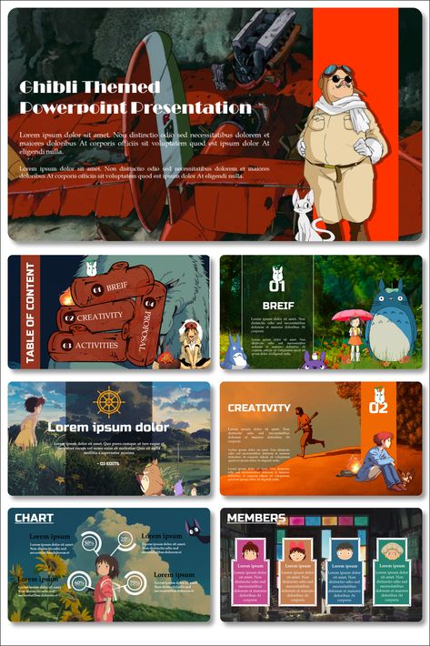 Thesis Presentation Powerpoint, Anime Presentation, Canva Powerpoint Template, Presentation Slide Design, Thesis Presentation, Power Point Templates, Desain Ux, Studio Ghibli Films, Mẫu Power Point