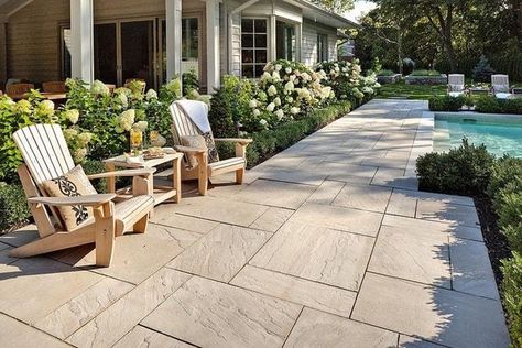 Stamped concrete lets you pull off a high-end look without the high-end cost. Check out these 25 gorgeous stamped concrete patio ideas for a little inspiration. Stamped Concrete Patio Ideas, Stamped Concrete Patio Designs, Concrete Patio Ideas, Concrete Backyard, Outdoor Landscape Design, Home Designs Exterior, Cement Patio, Concrete Patio Designs, Patio Layout