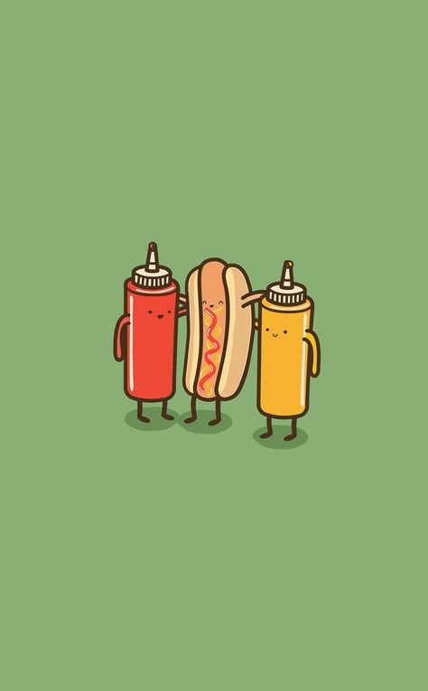 Tag the mustard and ketchup to your hot dog in honor of #nationalsiblingsday Hot Dog Wallpaper, Hot Dog Aesthetic, Hot Dog Logo, Hot Dog Art, Hot Dog Illustration, Hot Dog Cartoon, Dog Wallpaper Iphone, Hot Diggity Dog, Coffee Doodle