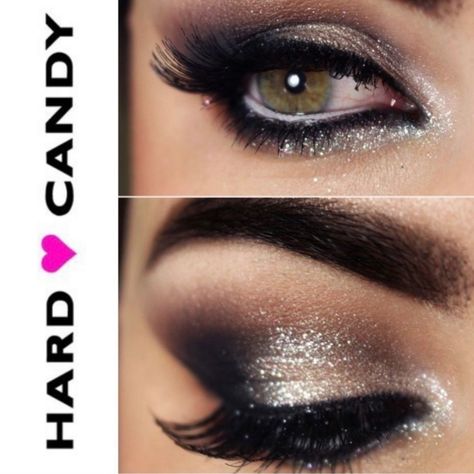 Silver Pencil Eye Liner New And Sealed By Hard Candy Metallic Smokey Eye Makeup, Glitter And Rhinestone Makeup, Makeup With Silver Dress, Brown And Silver Eyeshadow, Rocker Chic Makeup, Maneater Makeup, Black Wedding Makeup, Metallic Smokey Eye, Black Eyeliner Makeup