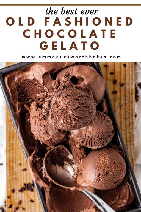 Chocolate Gelato Recipe, Best Dark Chocolate, Chocolate Gelato, Homemade Chocolate Ice Cream, Gelato Recipe, Italian Chocolate, Gelato Ice Cream, Ice Cream Maker Recipes, Summer Baking