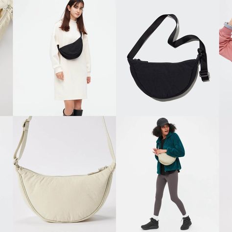 Uniqlo Mini Round Bag, Uniqlo Banana Bag, Sling Bag For Travel, Uniqlo Sling Bag Outfit, Uniqlo Viral Bag, Uniqlo Bag Men, Uniqlo Crescent Bag Outfit, Styling Uniqlo Bag, Cross Body Bag Travel