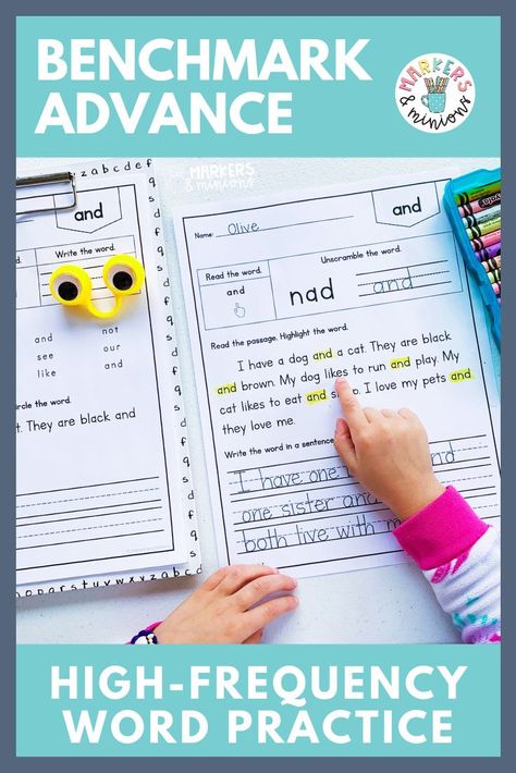 Benchmark Advance First Grade, Spelling Centers, Benchmark Advance, Teacher Checklist, Sight Word Spelling, Kindergarten Units, Teaching Reading Comprehension, First Grade Sight Words, Ten Unit