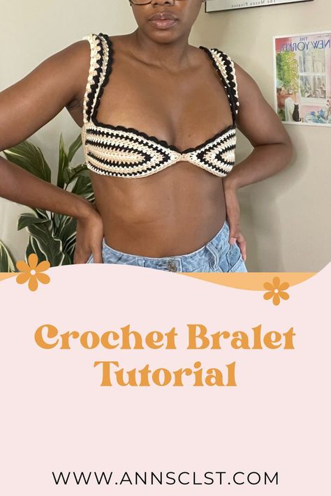 Crochet Bralet Patterns, Crochet Balconette Top, Hot Crochet Top, Crochet Bralette Tutorial, Brallete Crochet, Crochet Motif Patterns Free, Bra Top Crochet, Crochet Bralette Pattern Free, Crochet Crop Top Tutorial