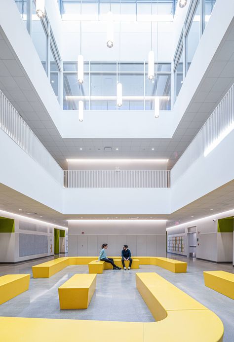 University Lobby, Rich School, Student Lounge, Science Labs, Labs Art, High Windows, School S, School Interior, Brick Masonry