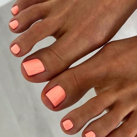 Shellac Toes, Orange Toe Nails, Beach Toe Nails, Pink Toe Nails, Cute Pedicures, Fake Toenails, Pedicure Colors, Gel Toe Nails, Toe Nail Color