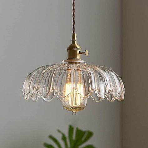 Clear Pendant Light, Flower Pendant Light, Flower Ceiling, Glass Lights, Bathroom Stuff, Kitchen Decorations, Dining Room Pendant, Interior Vintage, Pendant Lighting Dining Room