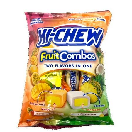 Just in time for summer, Hi-Chew has one of their most innovative flavors yet! These Tropical Smoothie and Pina Colada Fruit Combos flavors release as you chew. A unique double layer of flavor allows for a smooth tropical transition from one flavor to the next, providing the perfect chewy fruity experience. Bag contains about 18 pieces (3 servings). Made with Concentrated Fruit Juice and Puree No Colors from Synthetic Sources Gluten Free Follow All City Candyon Social Media: Facebook|Instagram|YouTube|Pinterest Nutrition Heat Warning Ingredients: Glucose syrup, sugar, vegetable oil, less than 2% of gelatin, malic acid, citric acid, natural and artificial flavors, mango puree, pineapple juice concentrate, sucrose fatty acid esters, beta-carotene, fruit and vegetable juice concentrate, soy l Fruit Combos, Chobani Yogurt, Fruit Mango, Hi Chew, Dragon Cookies, Snacks List, Nutter Butter Cookies, Tropical Smoothie, Mango Puree