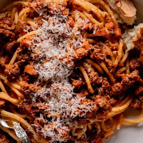 Lamb Bolognese - Fanciful Eats Lamb Bolognese, Canning Crushed Tomatoes, Ground Lamb, Drying Dill, Dry White Wine, Cooking Wine, Nutrition Labels, Crushed Tomatoes, Recipe Images