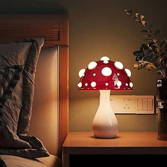 Mushroom Lamp 3 Color Lighting Mushroom Night Light Small Mushroom Lamps.  2.36"D x 7.9"W x 11.8"H Mushroom Table Lamp, Alabaster Lamp, Mushroom Lights, Mushroom Table, Modern Minimalist Home, Marble Lamp, Led Down Lights, Copper Lamps, Iron Lamp