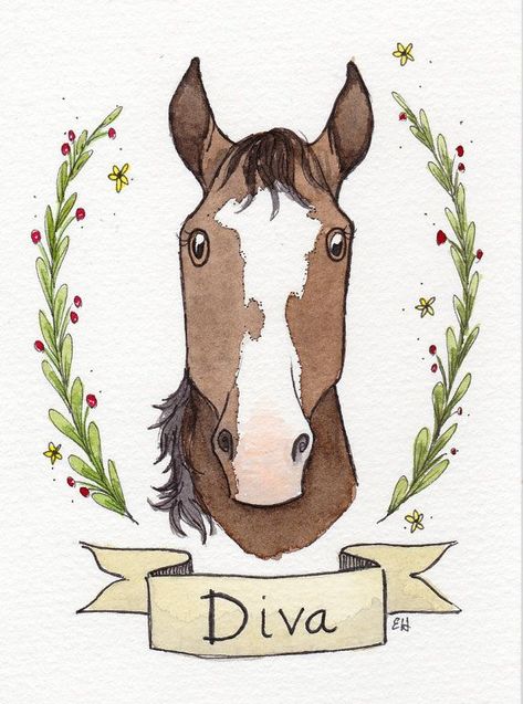 Equestrian Illustration, Portrait Horse, Zoo Ideas, Christmas Horse, Equine Portraits, Head Drawing, Unicorn Pictures, Drawing Animals, Christmas Horses