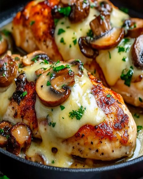 Cheesy Garlic Butter Mushroom Stuffed Chicken Recipe - optimal recipes South Beach Diet Snacks, Garlic Butter Mushroom Stuffed Chicken, Mushroom Stuffed Chicken, Creamy Garlic Parmesan Sauce, Stuffed Chicken Recipe, Garlic Butter Mushrooms, Mushroom Stuffed, Garlic Parmesan Sauce, Delicious Chicken Dinners