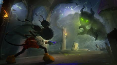 Epic Mickey 2, Mouse Illustration, Epic Mickey, Oswald The Lucky Rabbit, Concept Art World, Disney Concept Art, Color Guide, Game Concept Art, Two And A Half