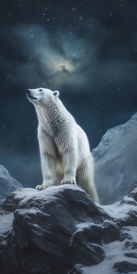 Under The Stars Shark Iphone Wallpaper, Lukisan Haiwan, Polar Bear Illustration, Regard Animal, Polar Bear Art, Haiwan Comel, Bear Artwork, Penguins And Polar Bears, Wild Animals Pictures