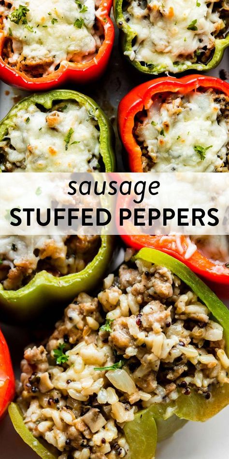 Sausage Rice Stuffed Peppers, Stuff Peppers With Sausage, Stuffed Green Peppers With Sausage, Sausage And Cream Cheese Stuffed Peppers, Ground Sausage Stuffed Peppers, Stuffed Peppers Recipe Sausage, Sausage Stuffed Jalapeno Peppers, Sausage Stuffed Peppers Cream Cheese, Stuffed Peppers With Sausage And Rice