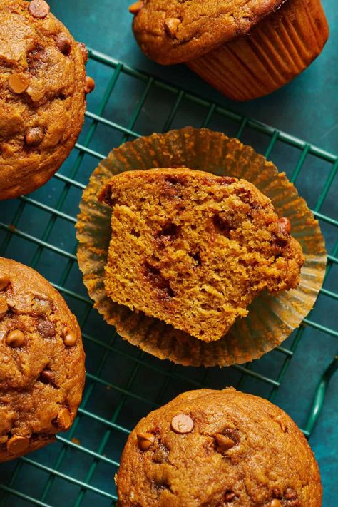 Moist Sourdough Pumpkin Muffins with Cinnamon Chips Sourdough Pumpkin Muffins, Whole Grain Sourdough, Muffin Stand, Sourdough Pumpkin, Pumpkin Chip, Pumpkin Chocolate Chip Bread, Blackstrap Molasses, Homemade Pumpkin Puree, Slow Cooker Desserts